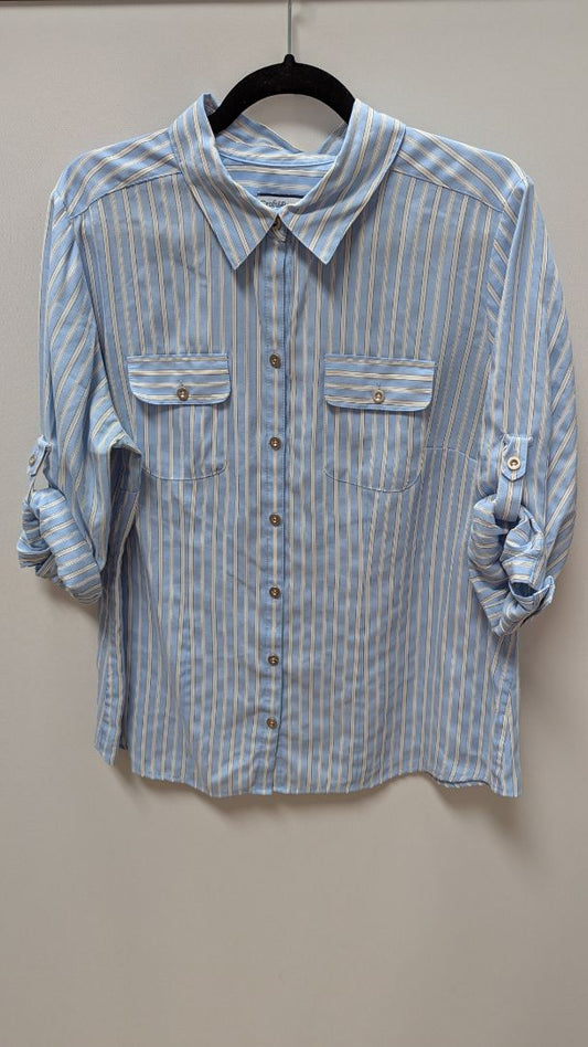 Croft & Barrow Blue/White Striped Button-Down Blouse
