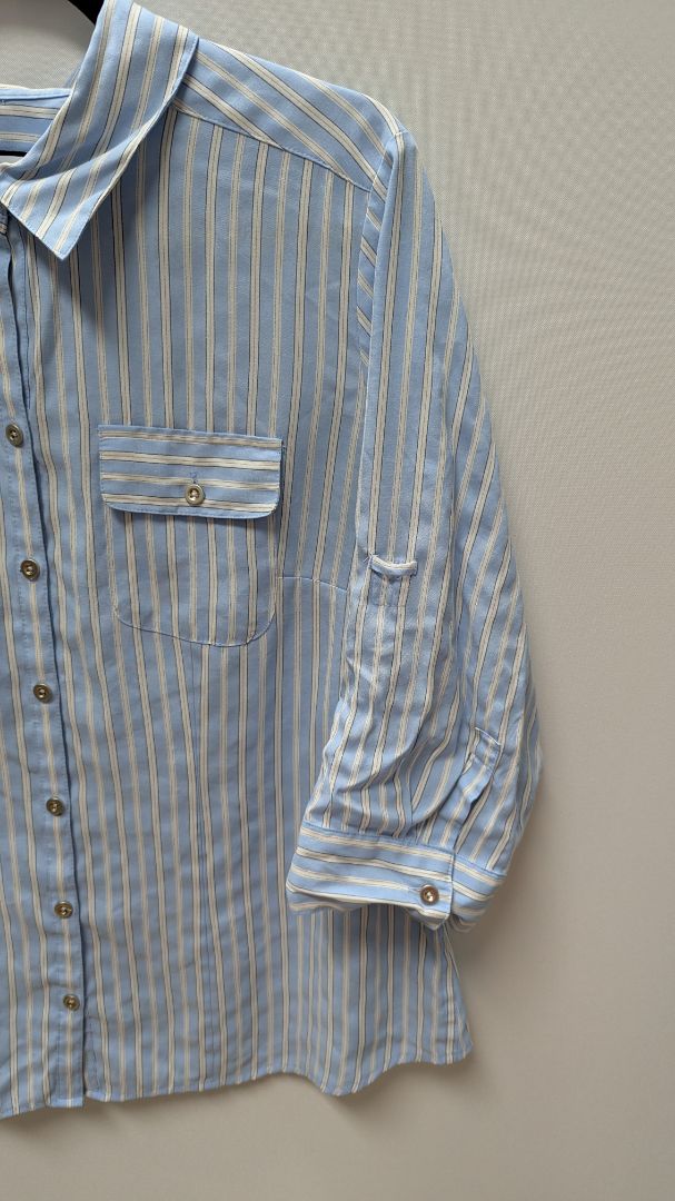 Croft & Barrow Blue/White Striped Button-Down Blouse