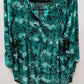 notations Turquoise/Black Floral Pleated Neck Blouse