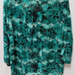 notations Turquoise/Black Floral Pleated Neck Blouse