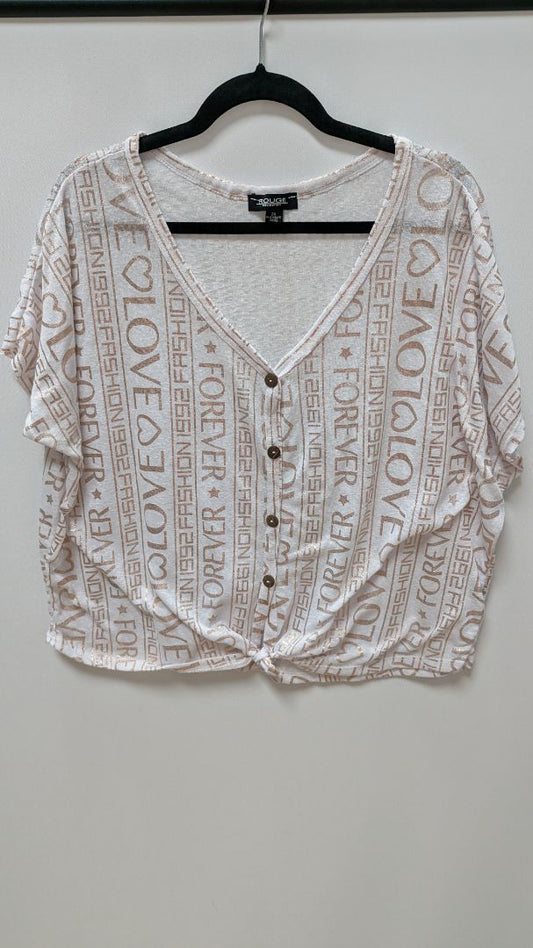 ROUGE Collection White/Rose Gold "Love" Glitter Tee