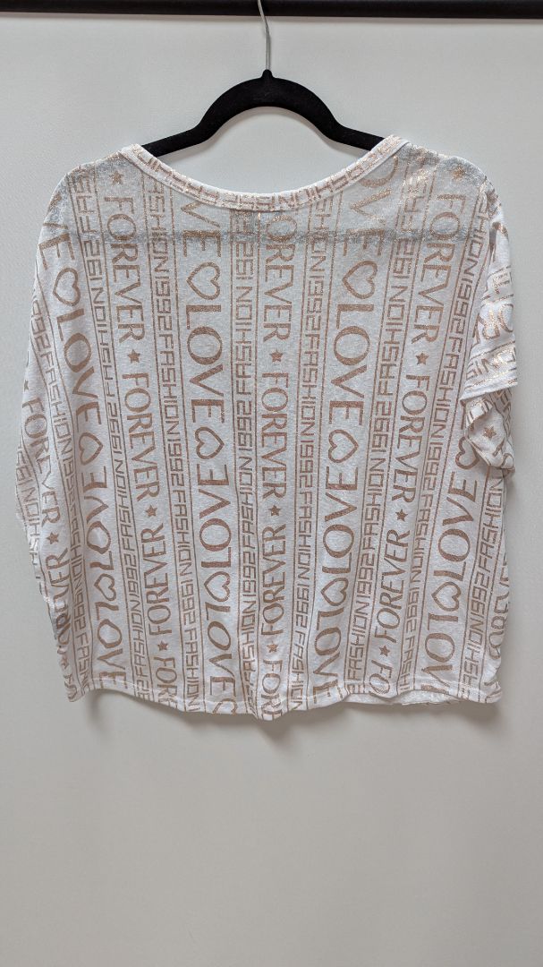 ROUGE Collection White/Rose Gold "Love" Glitter Tee