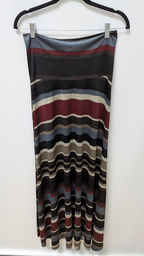 Honey & Lace Maroon Striped Flared Maxi Skirt