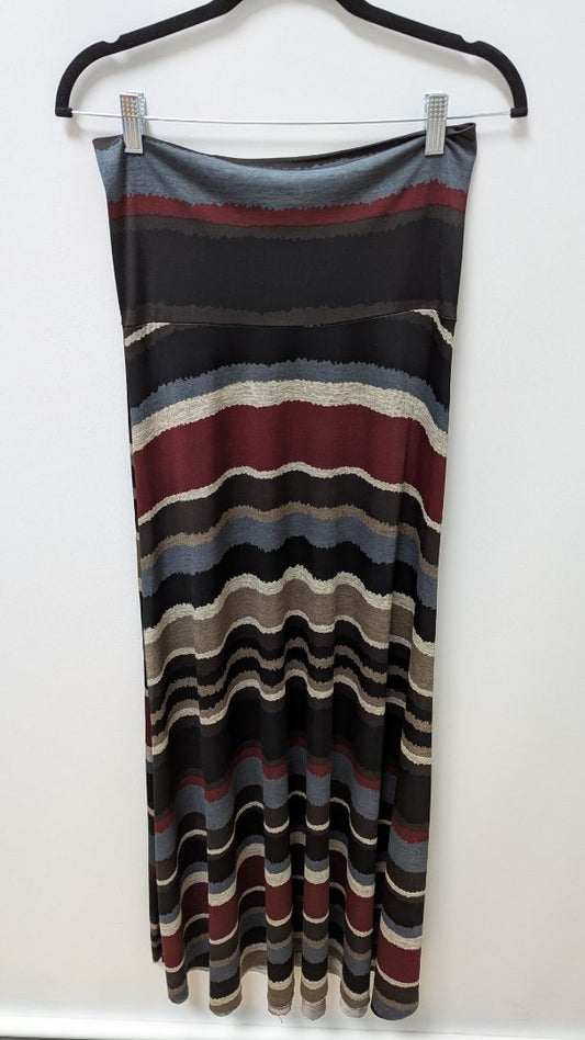 Honey & Lace Maroon Striped Flared Maxi Skirt
