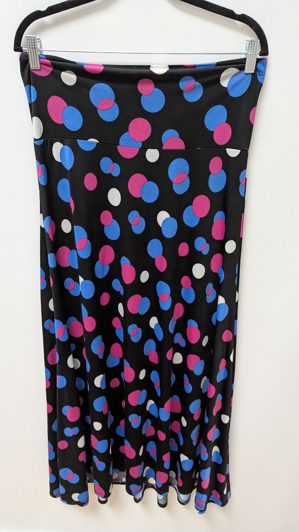 Black Polka Dot Flared Maxi Skirt