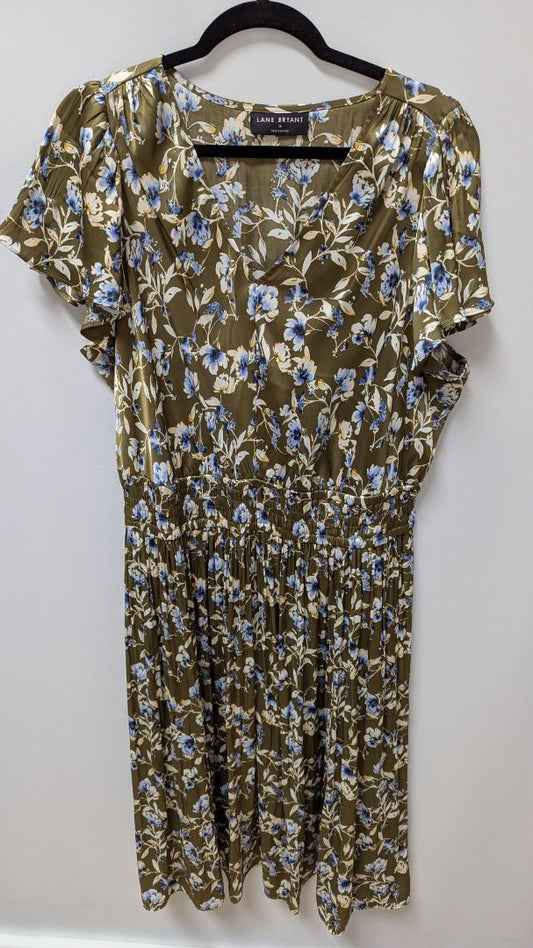 Lane Bryant Green Floral Flared Midi Dress