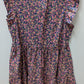 Time and Tru Navy/Pink Floral Drawstring-Waist Peasant Dress