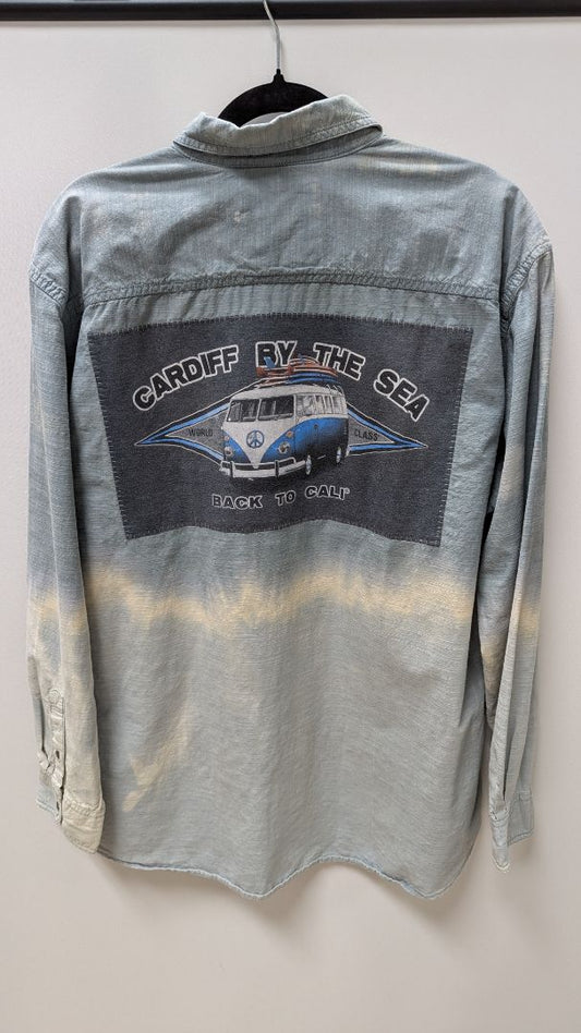 Outdoor Life Men's Blue Upcycled Bleach Dye Button-Down Shirt