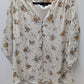 Sara Michelle Cream/Orange Floral Quarter-Button Blouse