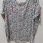 LOFT White Floral Knit-Back Ruffle Sleeve Blouse