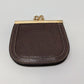 Gucci Brown Leather GG Kiss Lock Coin Pouch