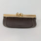Gucci Brown Leather GG Kiss Lock Coin Pouch