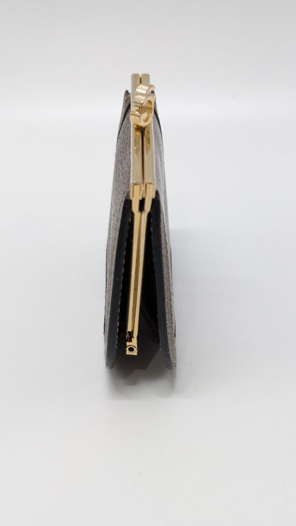 Gucci Brown Leather GG Kiss Lock Coin Pouch