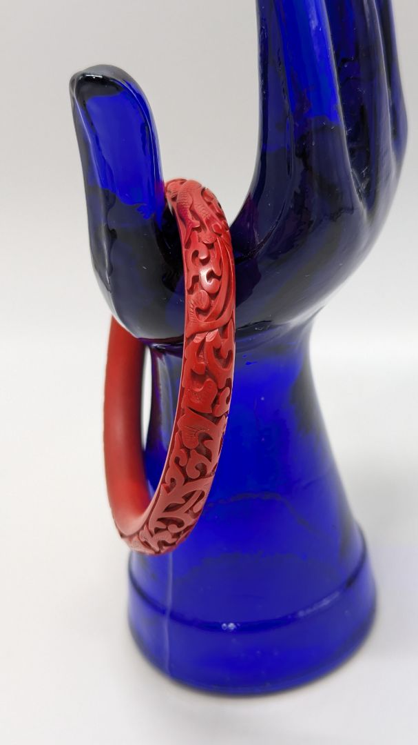 Vintage Chinese Red Carved Bangle Bracelet