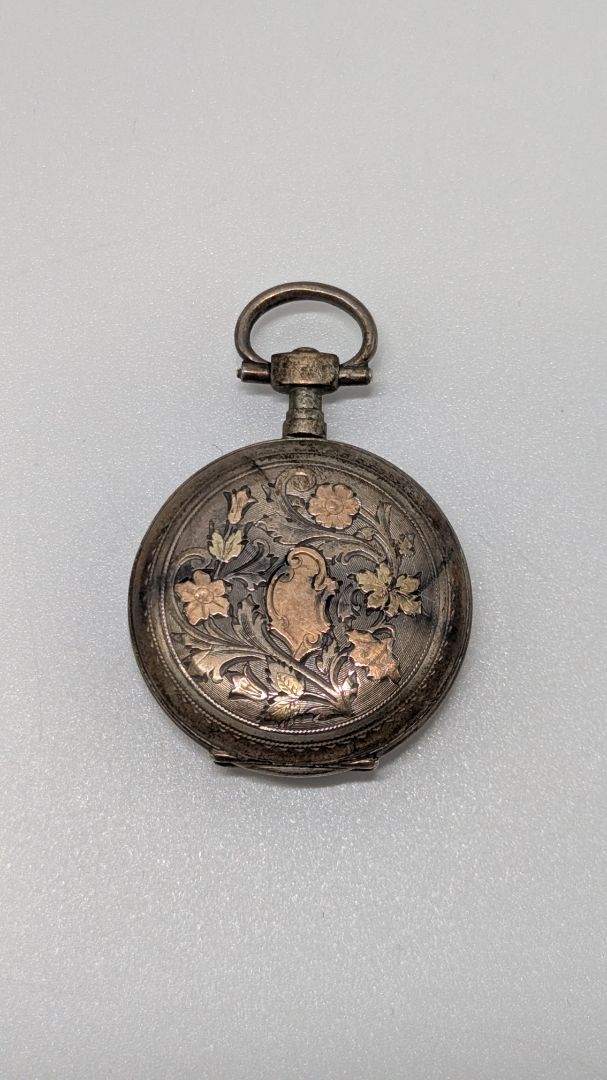 Antique Silver Key-Wound Engraved Pocket Watch