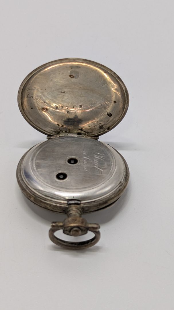 Antique Silver Key-Wound Engraved Pocket Watch