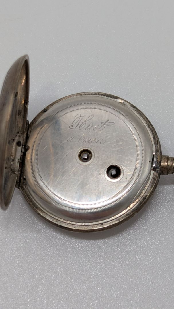Antique Silver Key-Wound Engraved Pocket Watch
