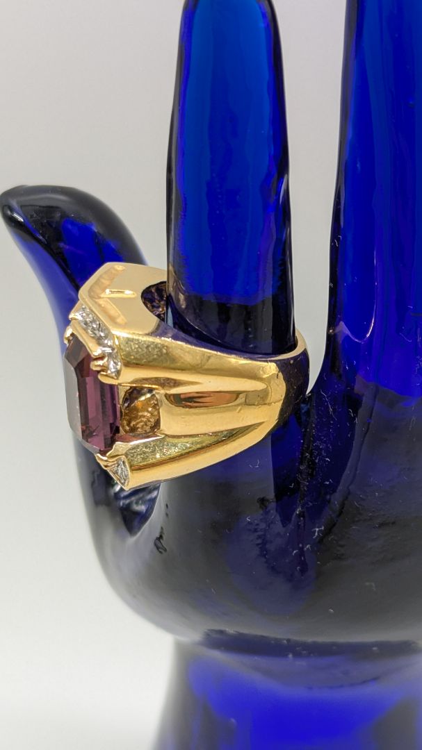 Gold Blue/Purple Thick Gemstone Cocktail Ring