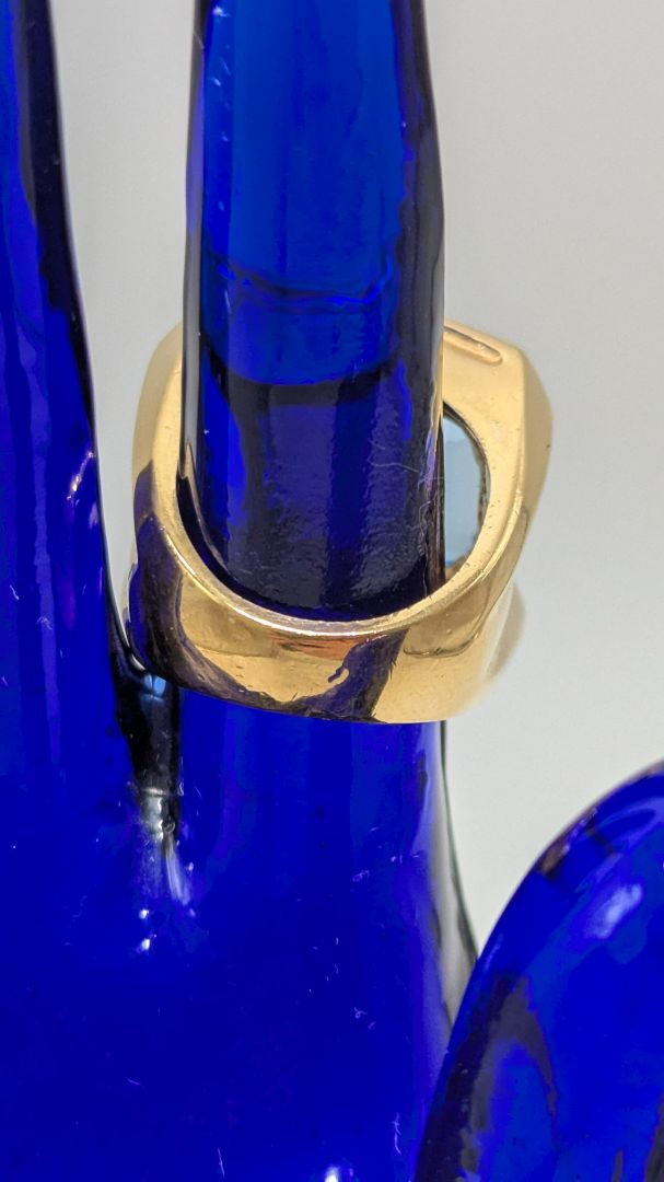 Gold Blue/Purple Thick Gemstone Cocktail Ring