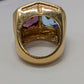 Gold Blue/Purple Thick Gemstone Cocktail Ring