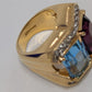 Gold Blue/Purple Thick Gemstone Cocktail Ring