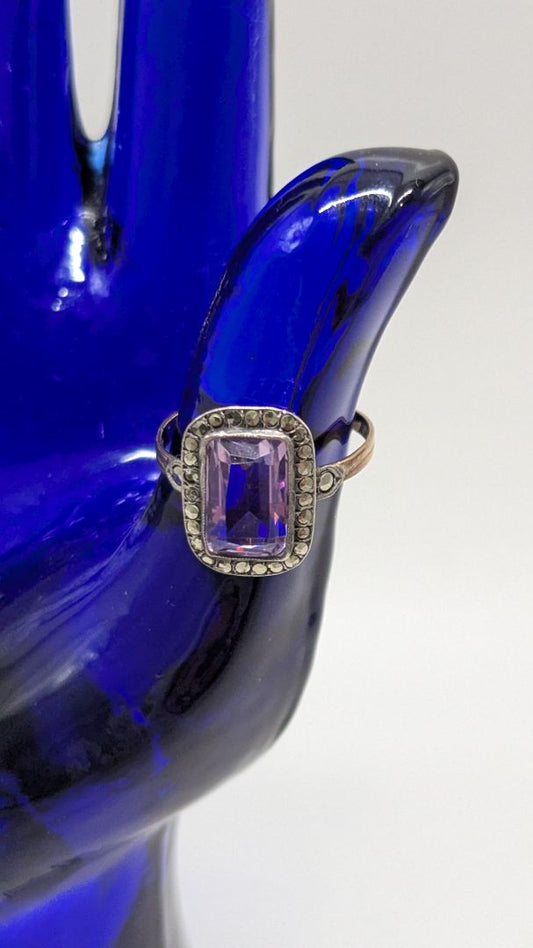 Gold/Purple Square Gemstone Ring