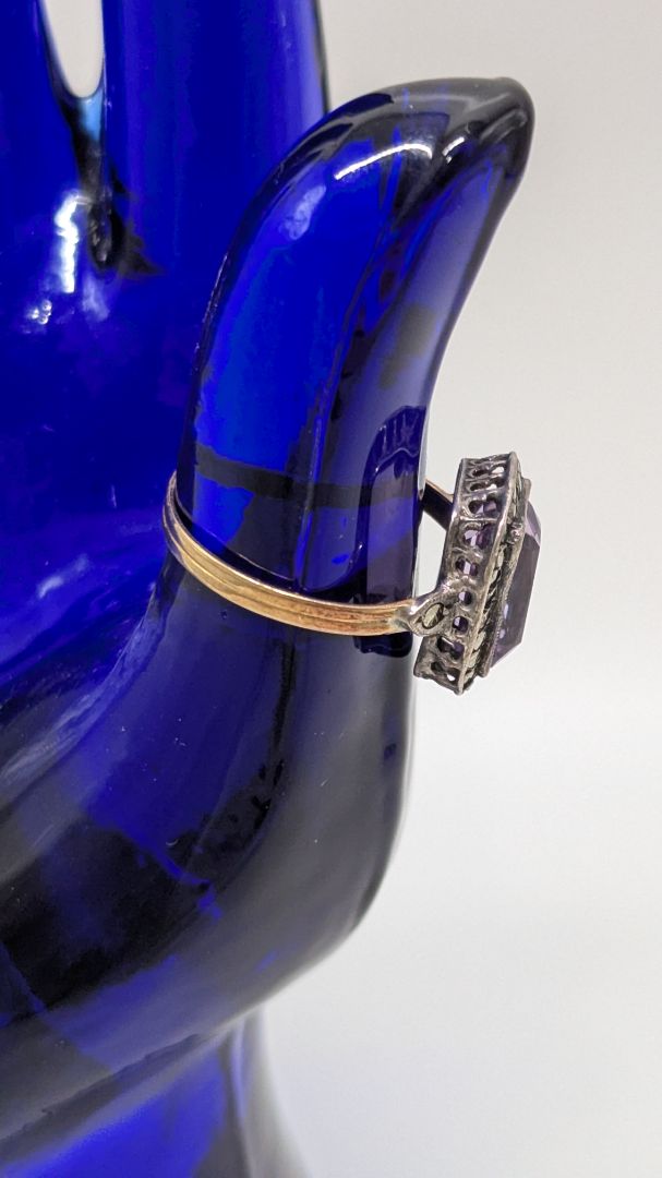 Gold/Purple Square Gemstone Ring