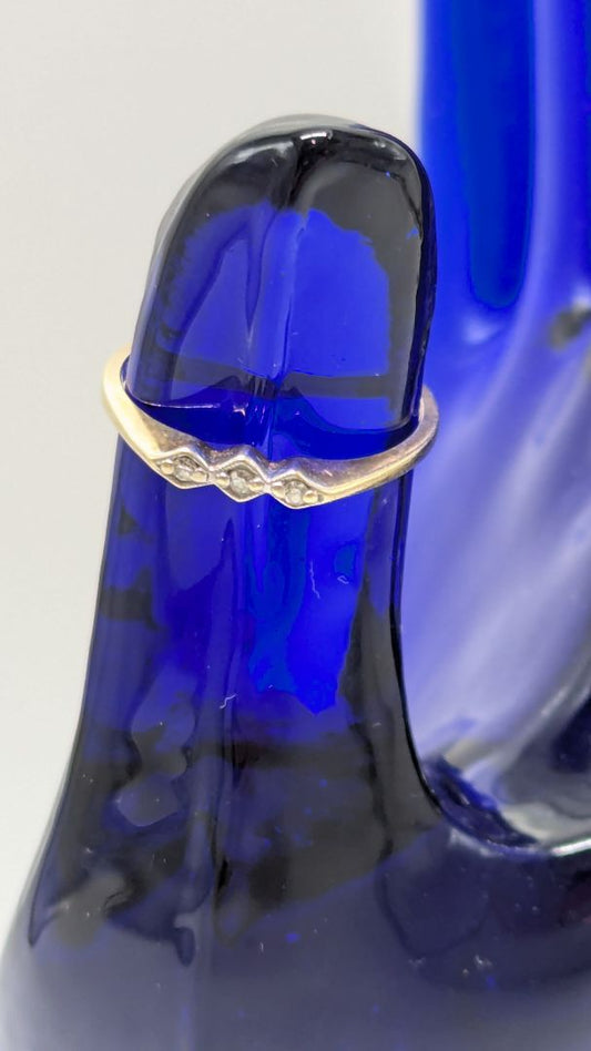 Gold/White Thin Simple 3-Gemstone Ring