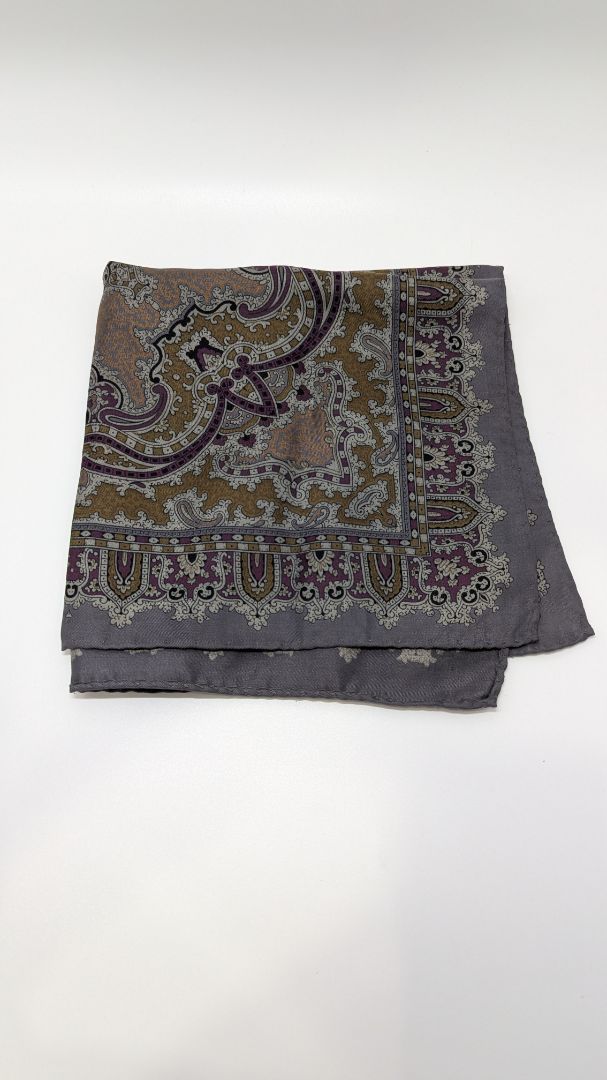 Dark Grey Paisley Printed Large Handkerchief