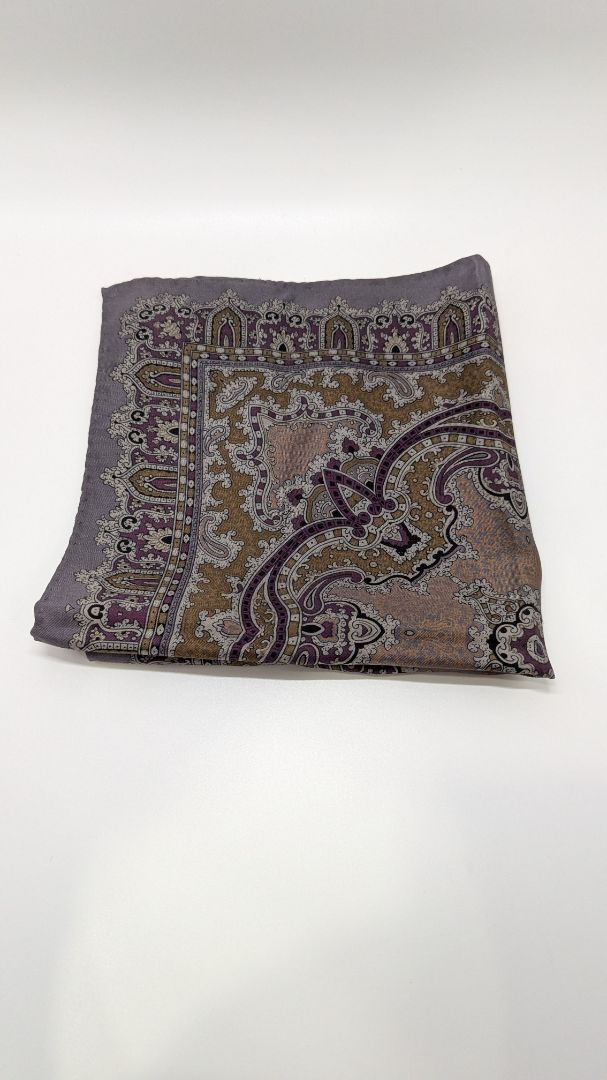 Dark Grey Paisley Printed Large Handkerchief