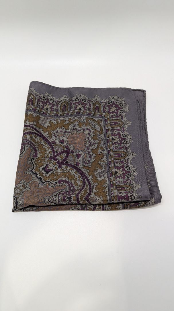Dark Grey Paisley Printed Large Handkerchief
