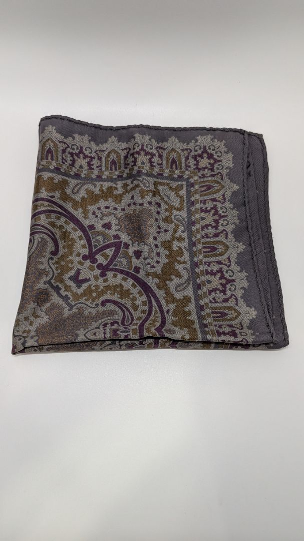 Dark Grey Paisley Printed Large Handkerchief