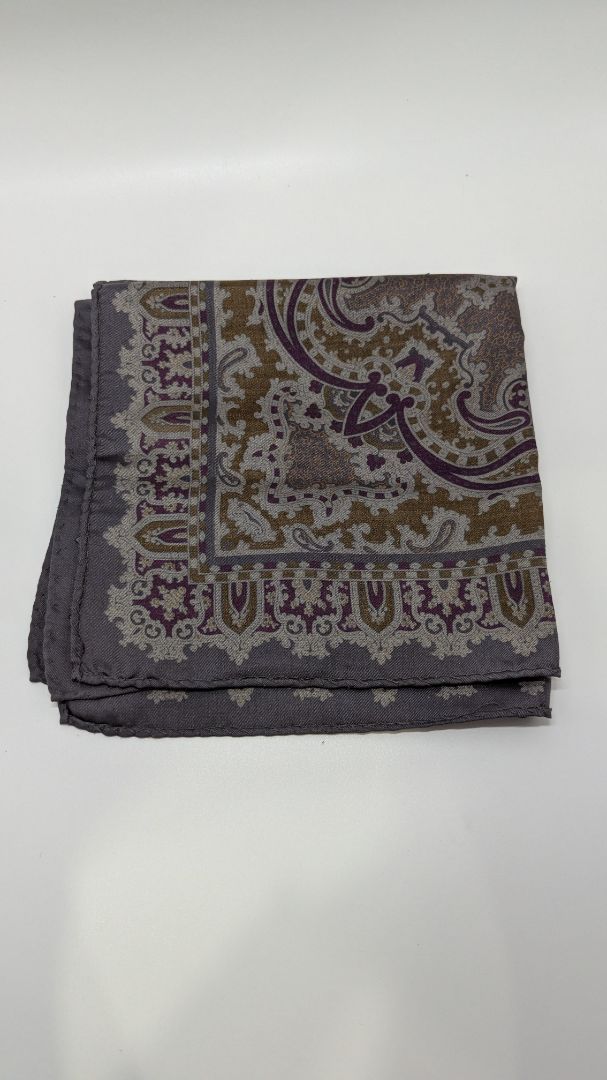 Dark Grey Paisley Printed Large Handkerchief