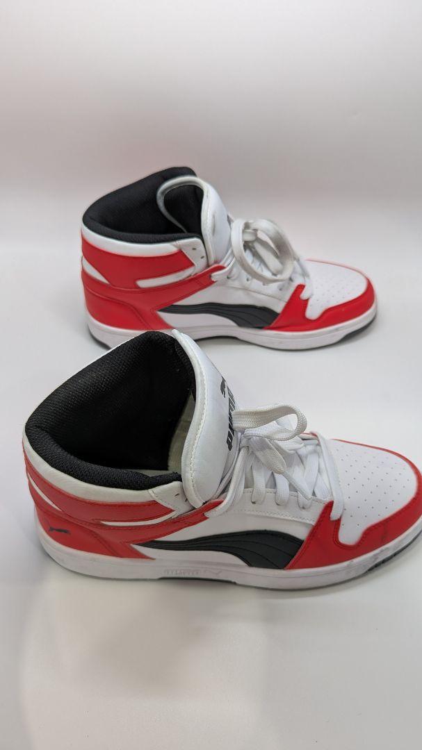 PUMA Men's Red/White/Black Rebound Layout Mid-Top Sneaker