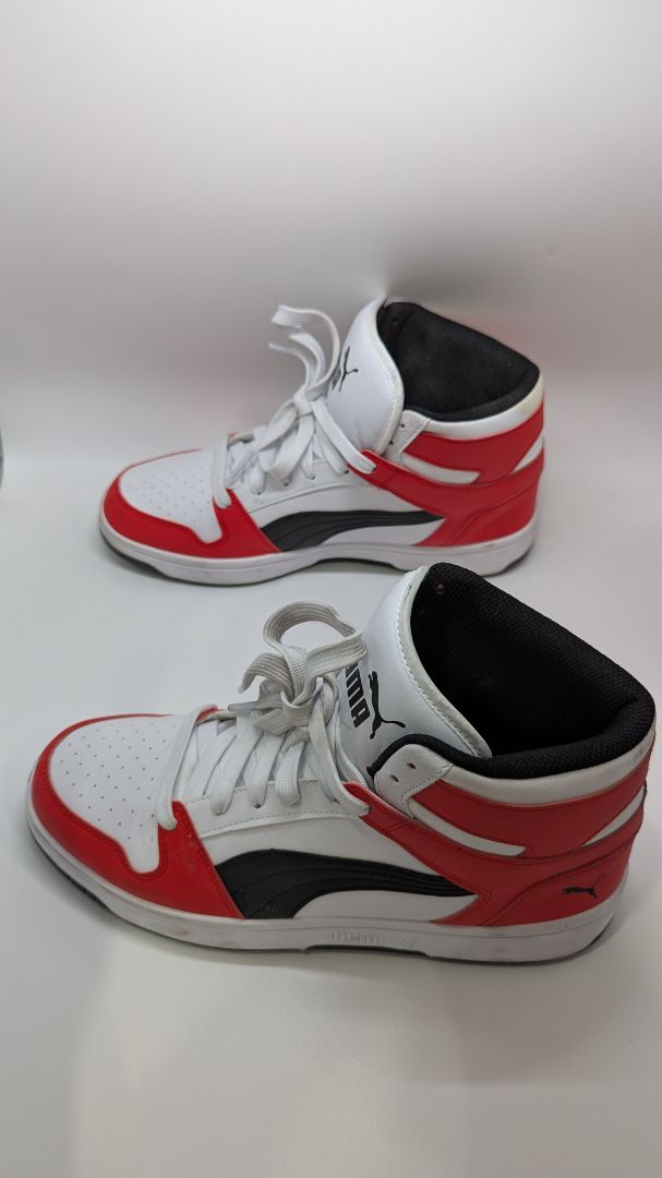 PUMA Men's Red/White/Black Rebound Layout Mid-Top Sneaker