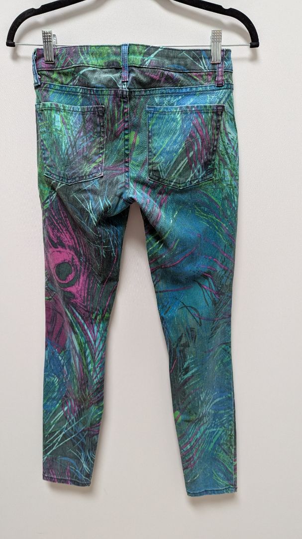 bebe Green "Flight of Fancy" Printed Skinny Jeans