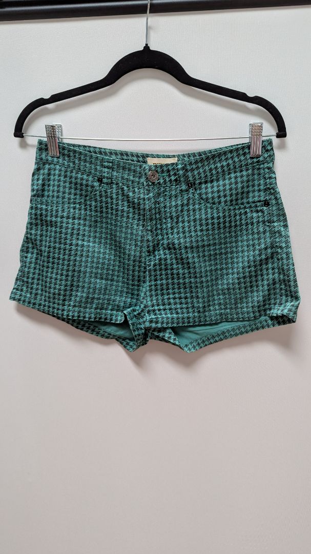 DIESEL Teal/Black Houndstooth Casual Shorts