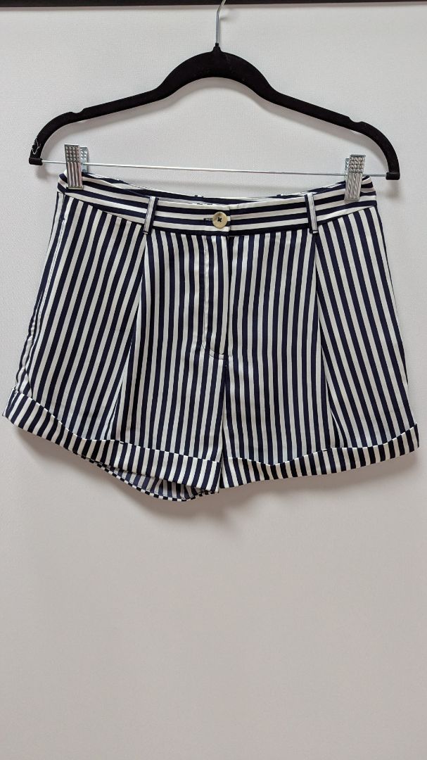 Forever 21 Navy/White Striped Cuffed Shorts