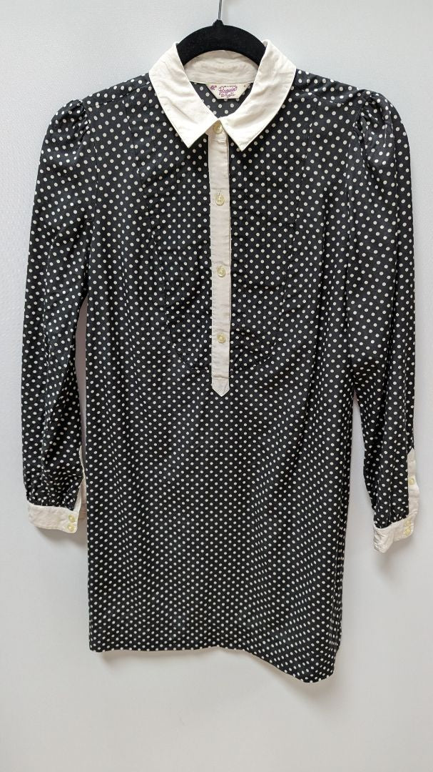 Original Penguin Black Polka-Dot Silk-Blend Shift Dress