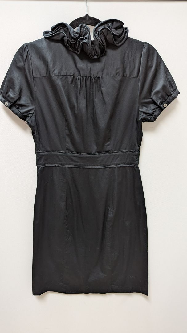 The Limited Black Ruffle Collar Short-Sleeve Dress