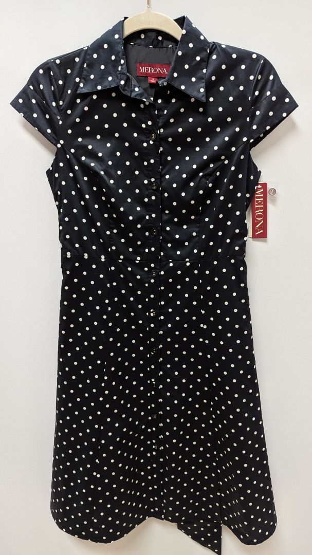 Merona Navy/White Polka-Dot Button-Down Dress
