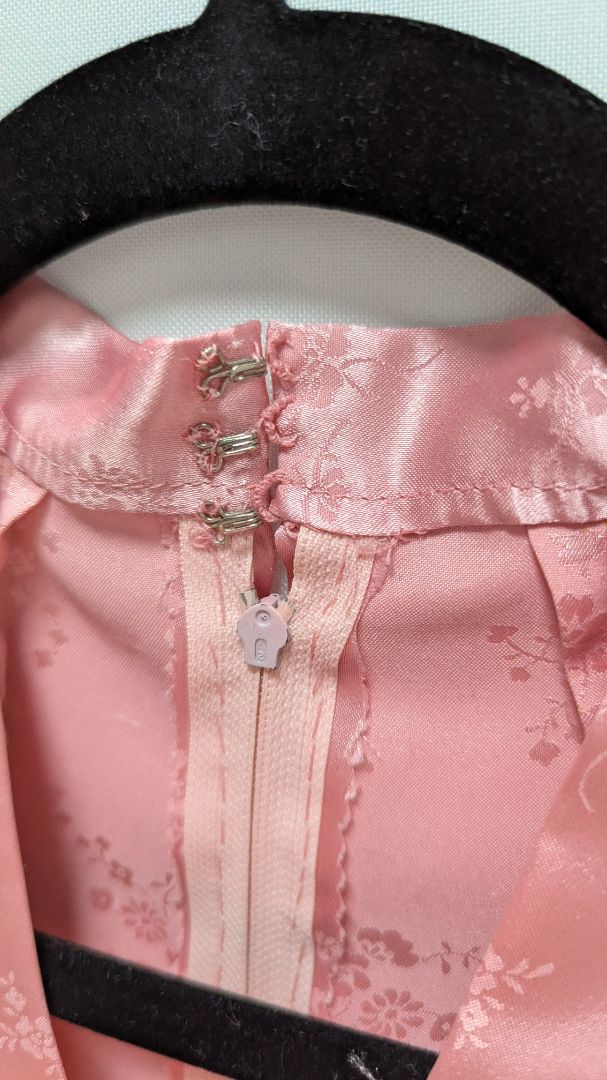 Vintage Light Pink Floral Satin Maxi Dress