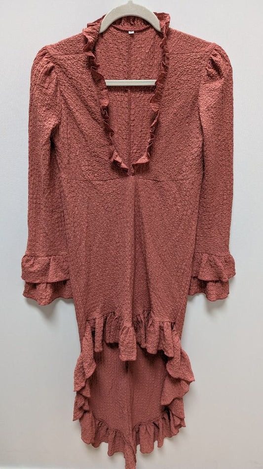 Dusty Rose Pink Boho High-Low Ruched Dress