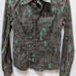 DIESEL Dark Grey/Turquoise Printed Button-Down Blouse