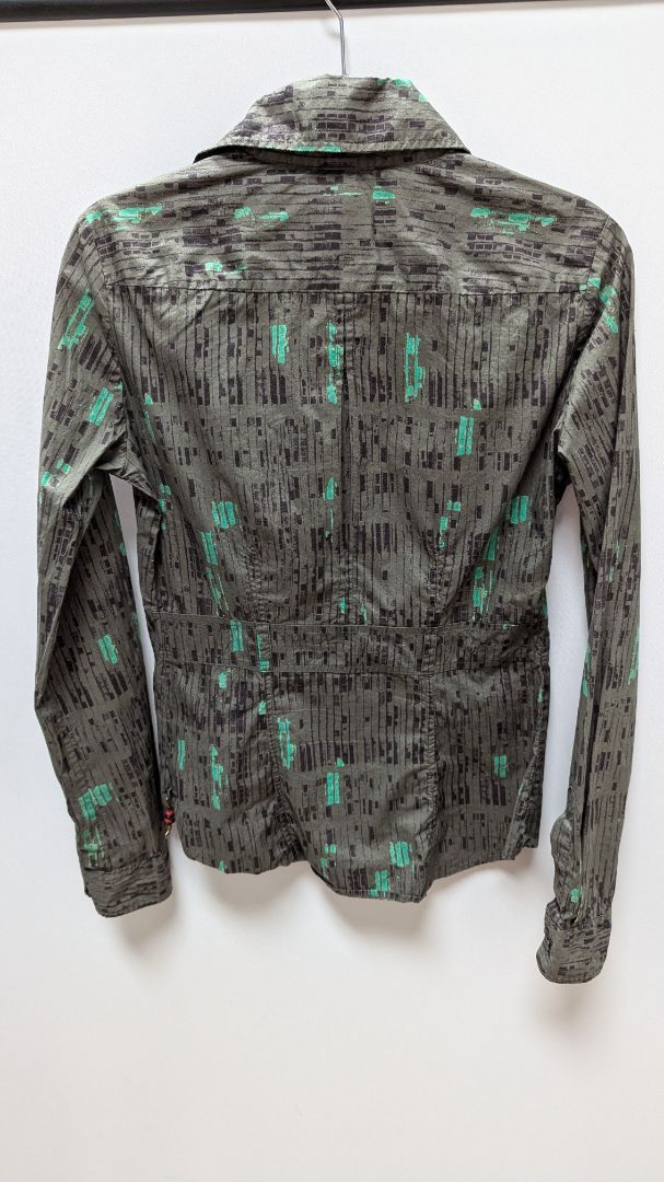 DIESEL Dark Grey/Turquoise Printed Button-Down Blouse
