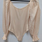 zeagoo Light Pink Sheer Long-Sleeve Bodysuit
