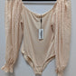zeagoo Light Pink Sheer Long-Sleeve Bodysuit
