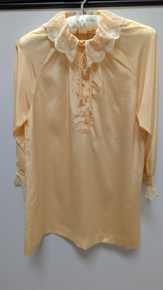 Neiman Marcus Eve Stillman Peach Lace-Trim Nightgown