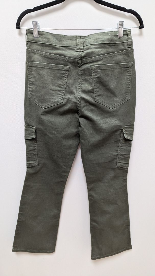 BLUESPICE Dark Green Flared Cargo Pants