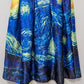 Blue Swirl Artistic Flared Midi Skirt